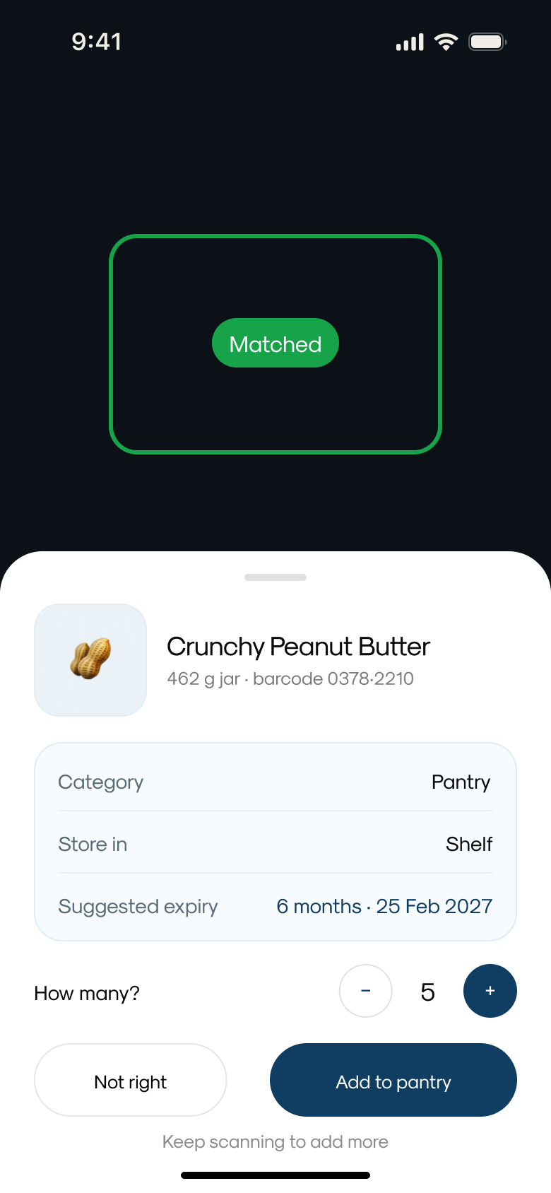 Scan, matched product